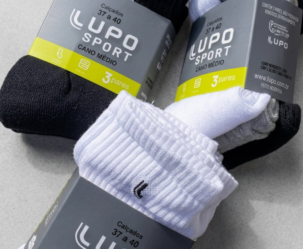 Kit 6 Pares Meias Lupo Cano Médio Esportivas Academia