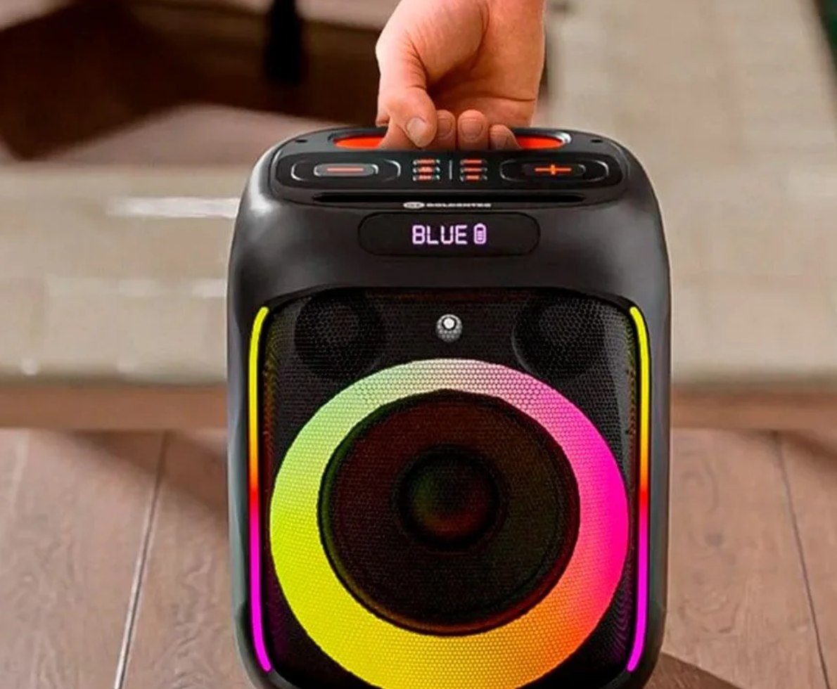 Caixa De Som Bluetooth Portátil Karaokê RGB