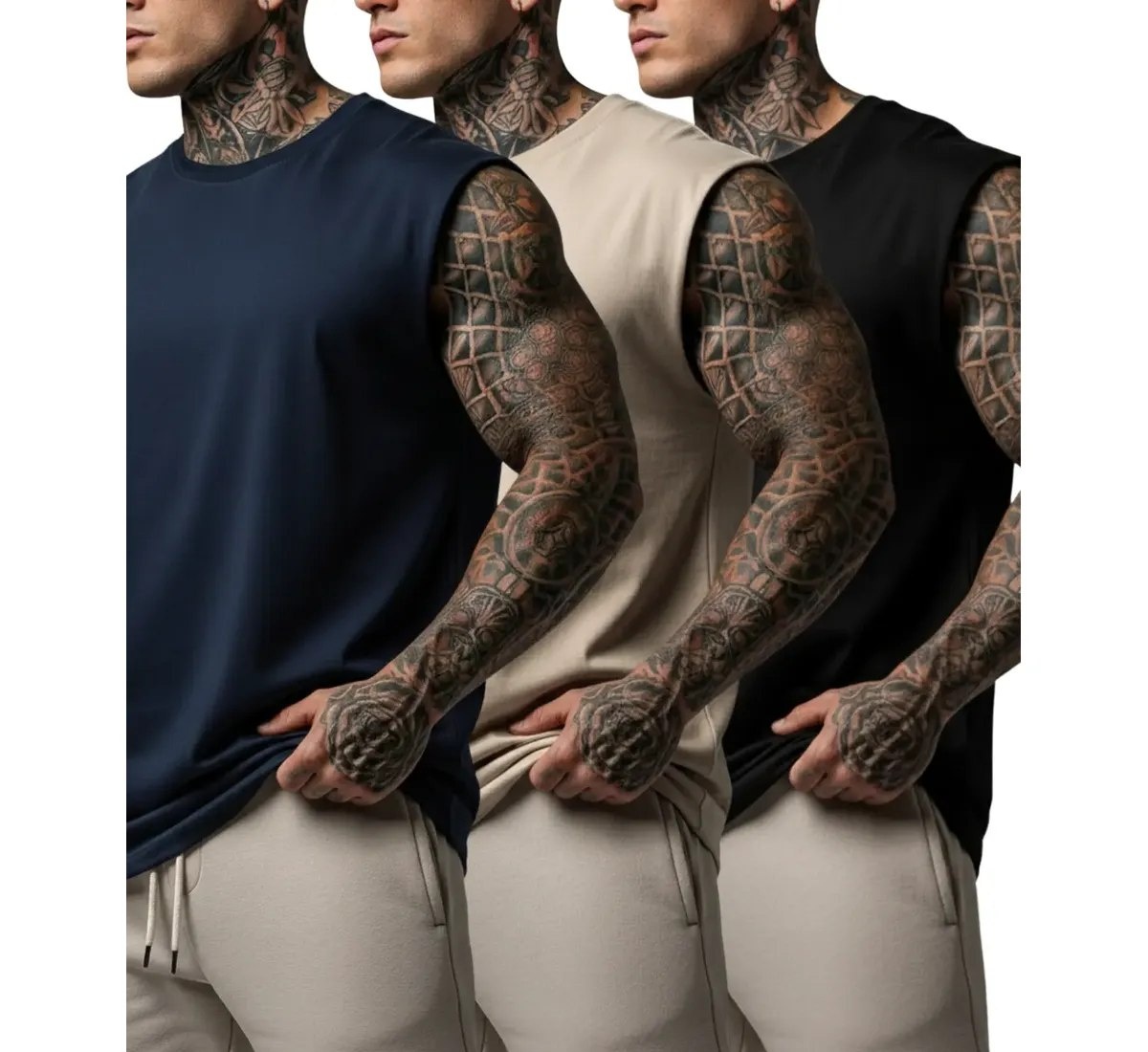 Kit 3 Regatas Oversized Macho Streetwear Lisa Casual Básicas