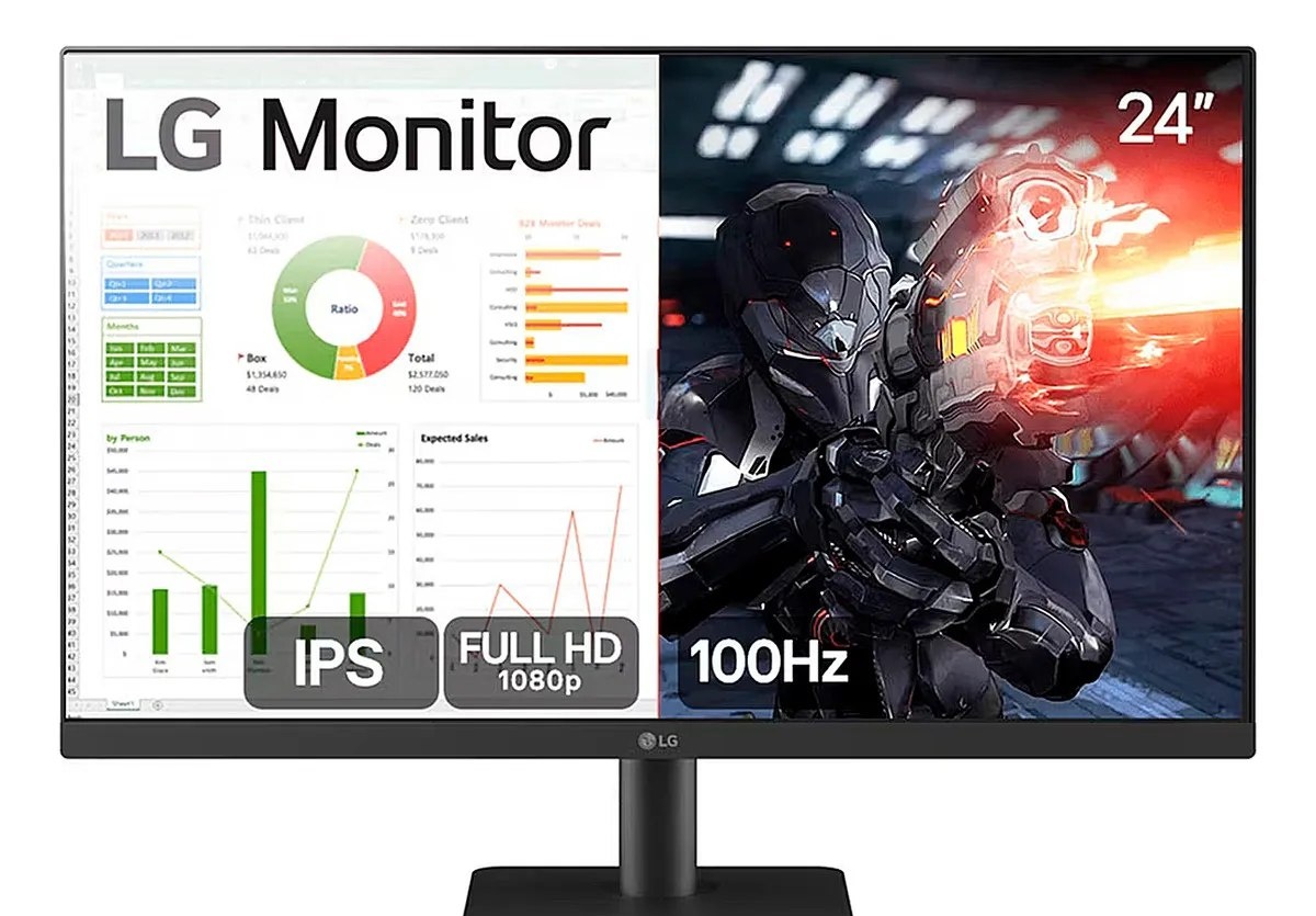 Monitor PC Gamer LG 24 IPS, Full HD, 100Hz, HDMI - 24MS500-B