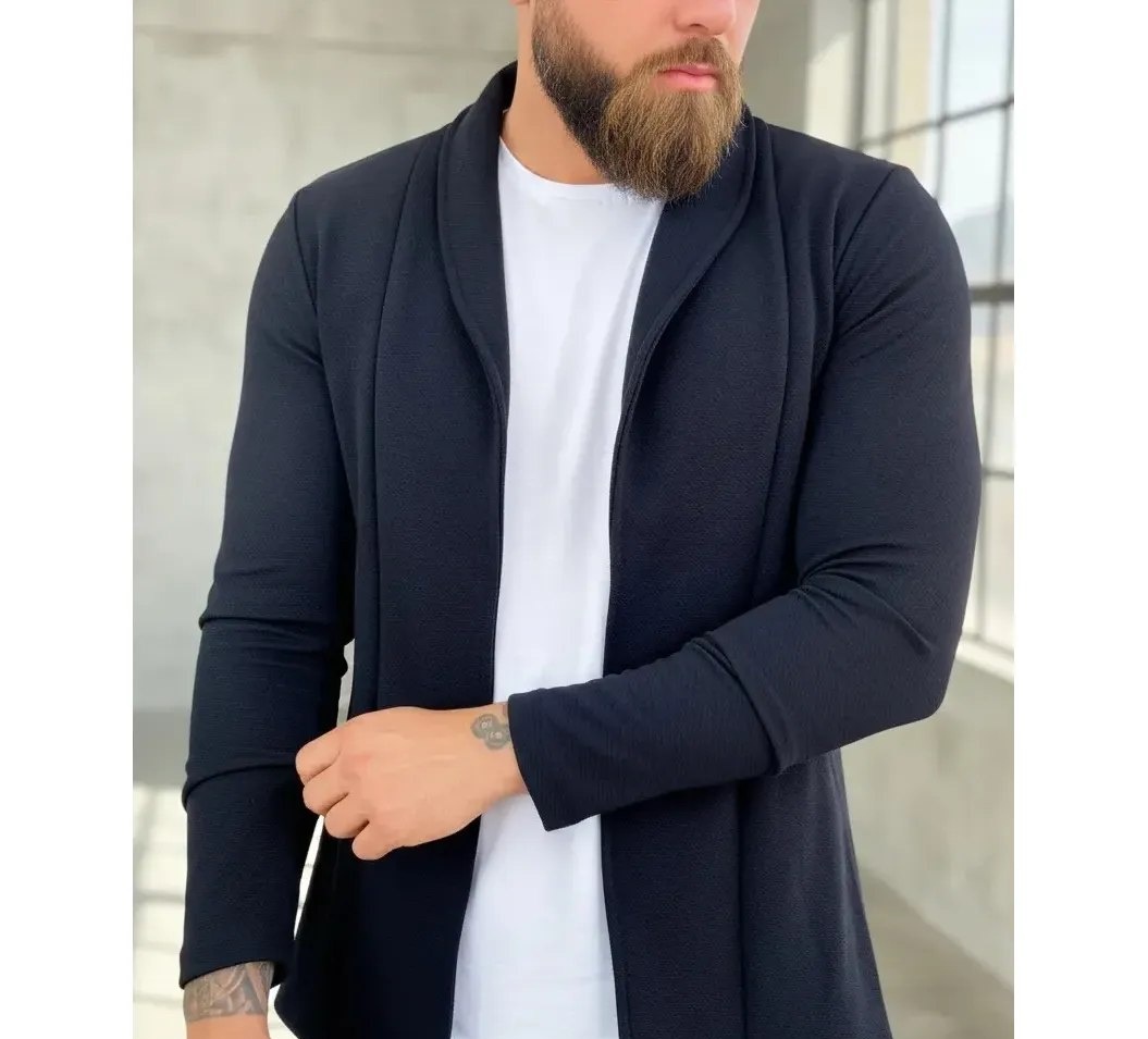 Blazer Cardigan Comprido Longo Masculino Casaco Manga Longa