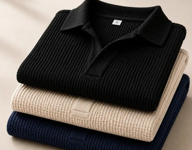 Kit com 3 Camisas Polo Canelada Gola Italiana