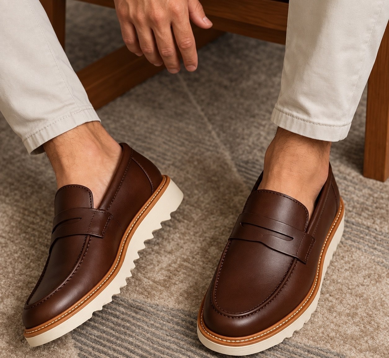 Mocassim Social Loafer Couro Oxford