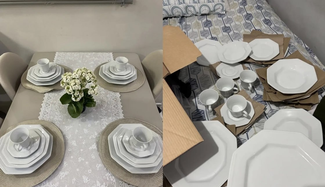 Aparelho de Jantar 20 Peças Porcelana Prisma Branco Schmidt