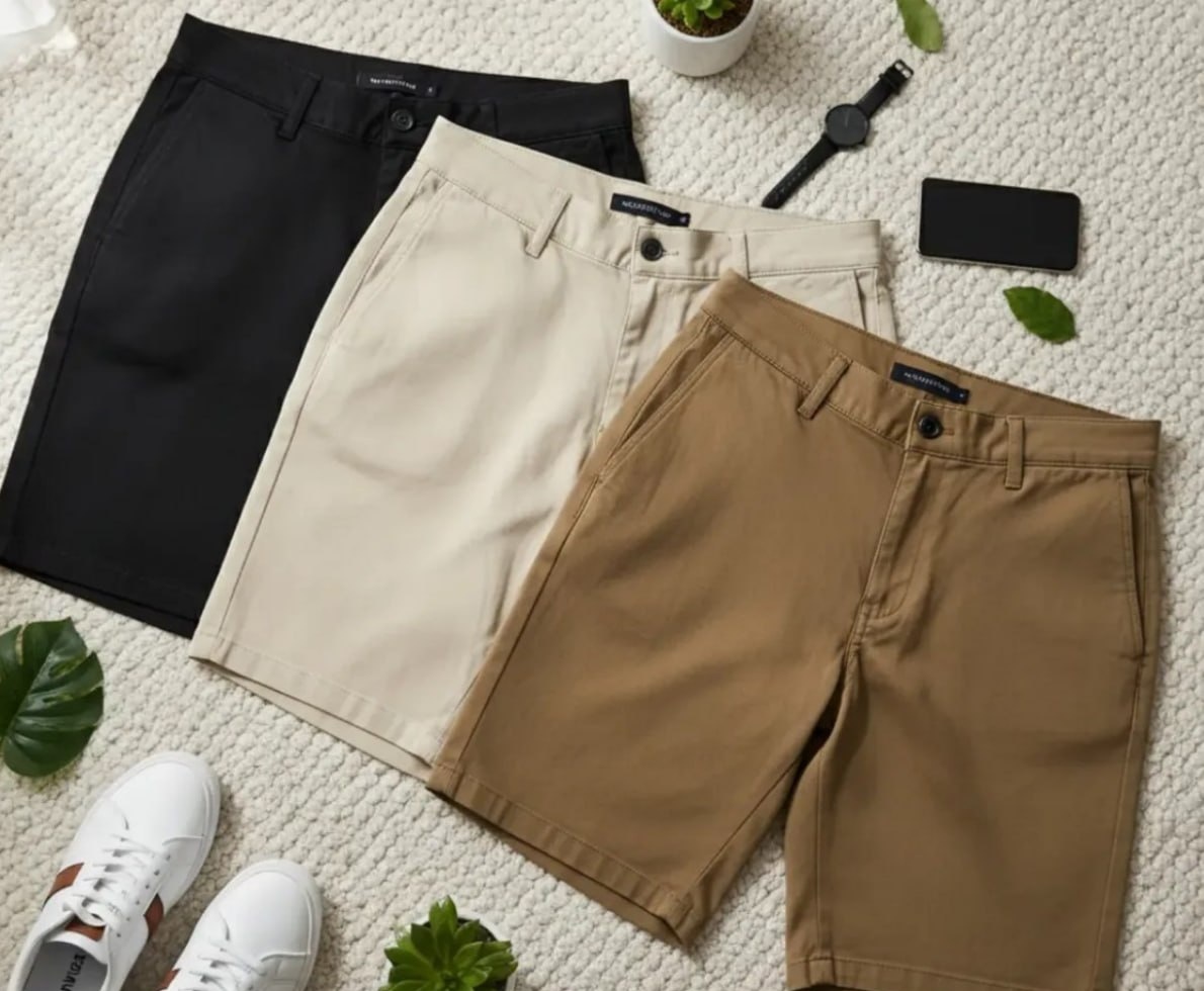 Kit 3 Bermudas Masculinas Sarja Short Jeans Social Brim Lisa