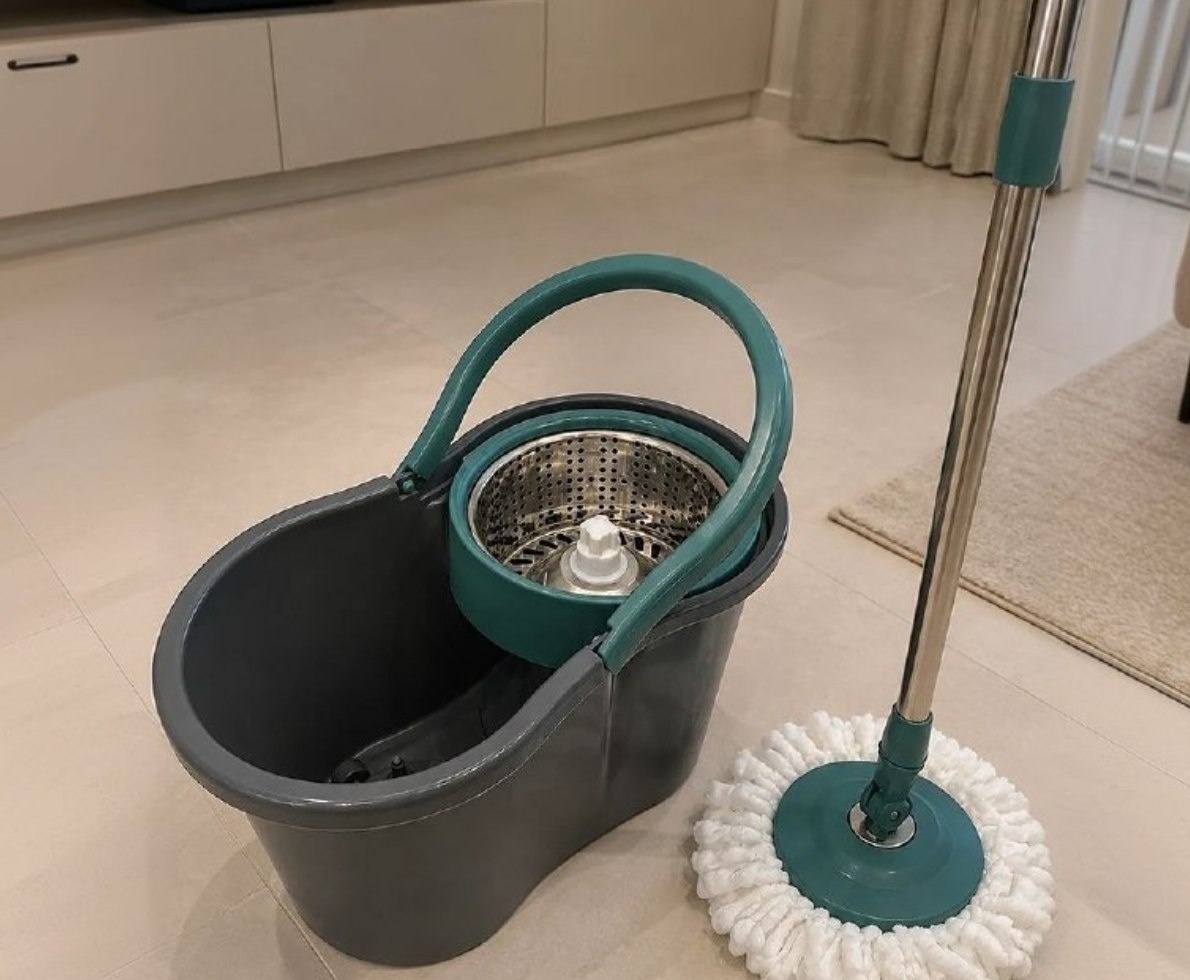 Esfregão Mop Giratório 8L com Cesto Inox e 2 Refis