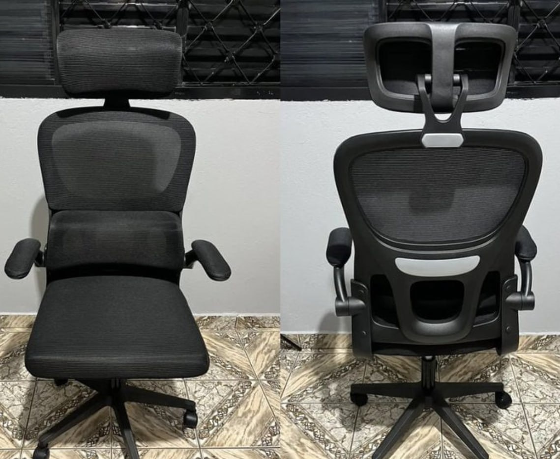 Cadeira Escritório Ergonômica Giratória Python Fly Preto Malha