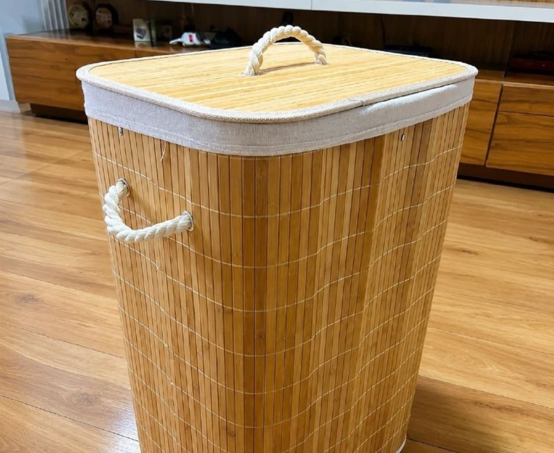 Cesto de Roupas de Bambu 70L Yikasa