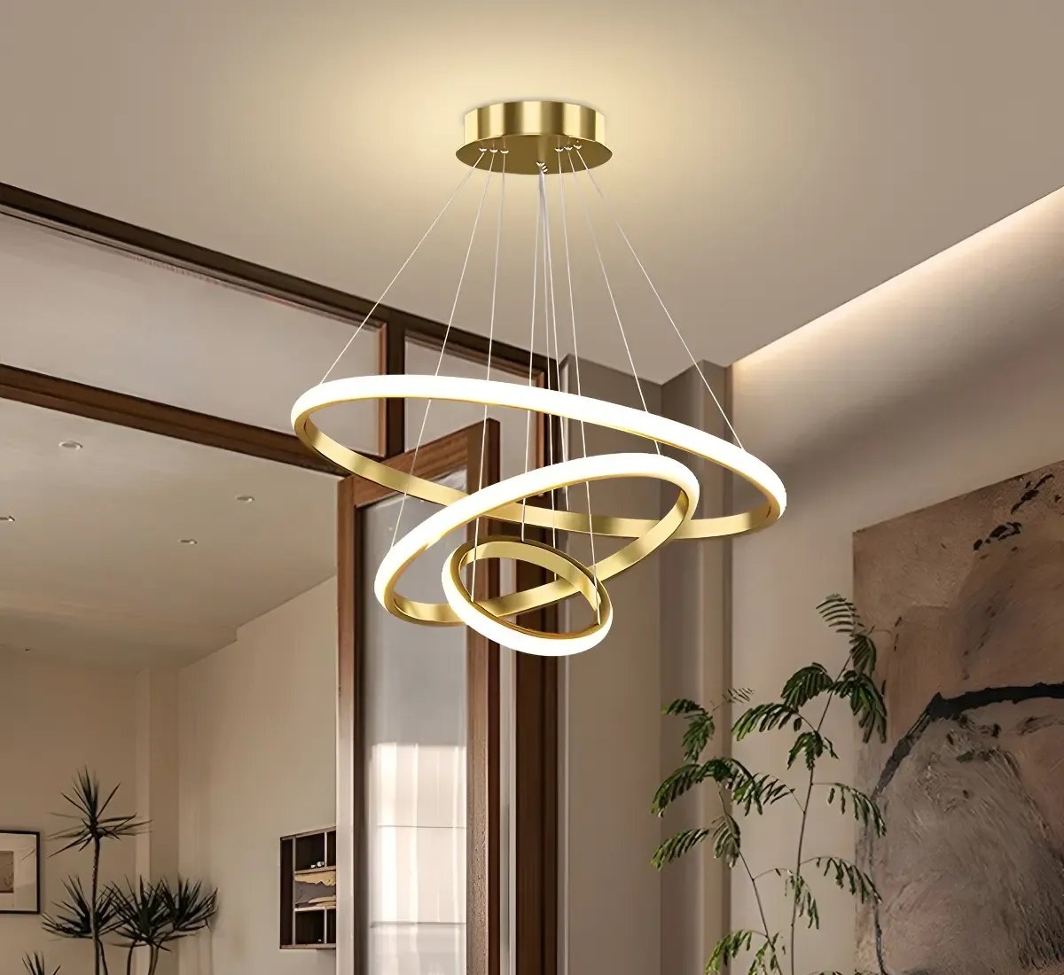 Lustre LED Sala Moderno 60W 3 Arcos Pendente Luminária de Teto