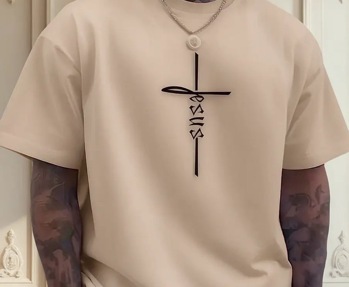 Camiseta Masculina Básica Cruz De Jesus Algodão