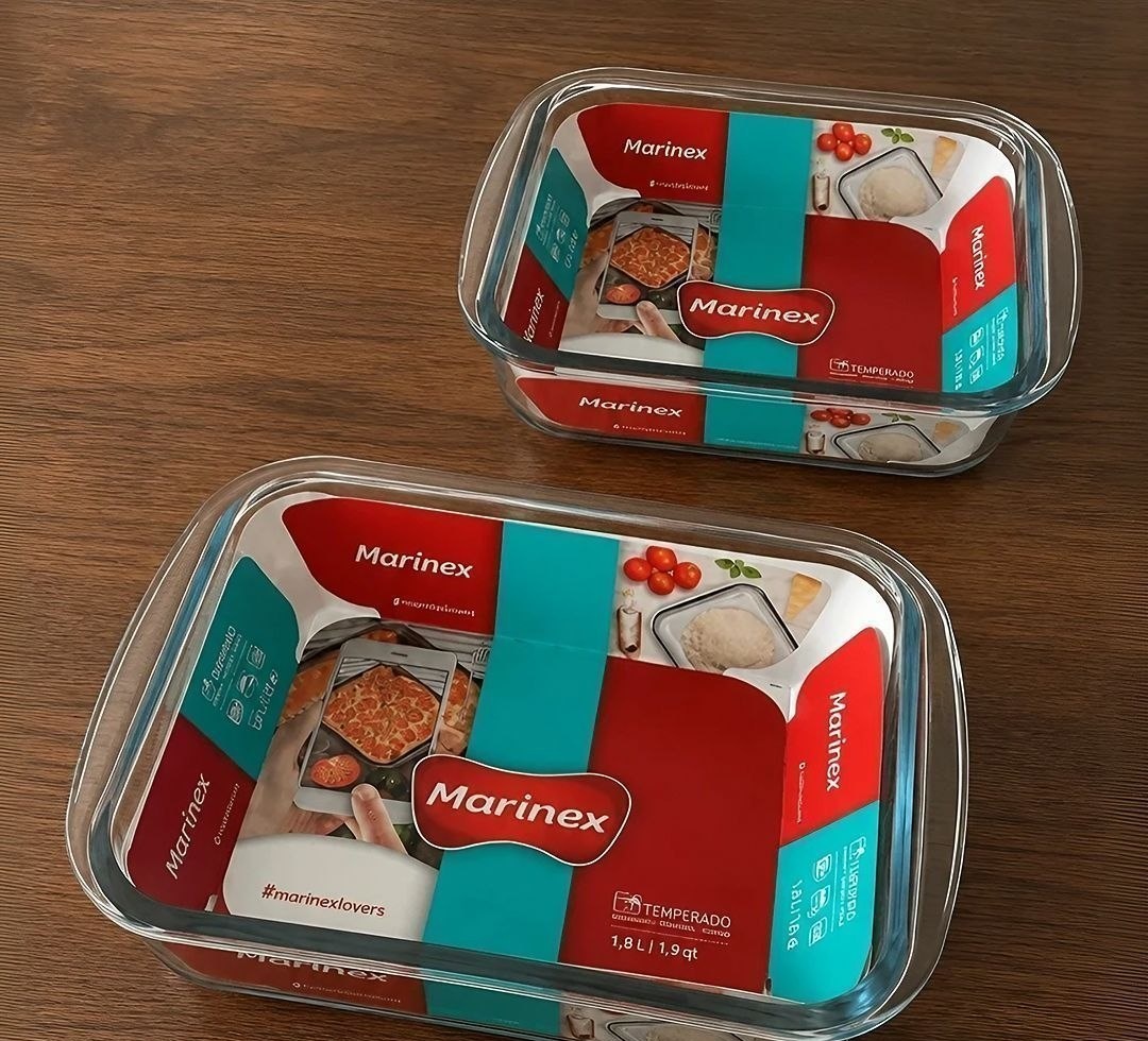 Kit 2 Travessas Assadeiras Marinex 1L  1,6L Pequena e Média