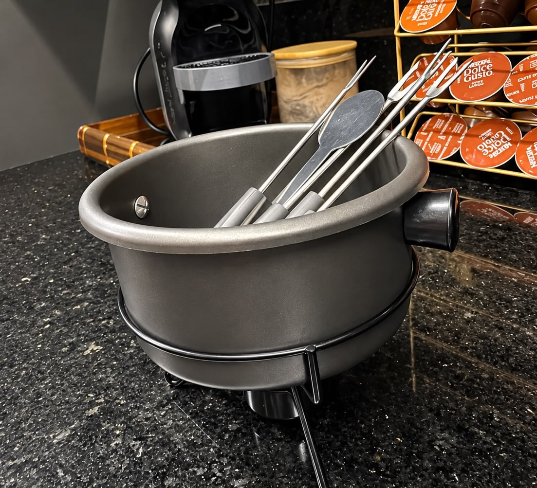 Conjunto de Fondue Panela Antiaderente 700ml 7 Peças