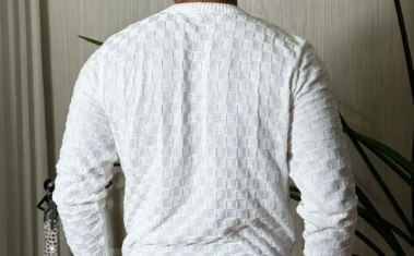 Suéter Lã Tricot Manga Longa Xadrez