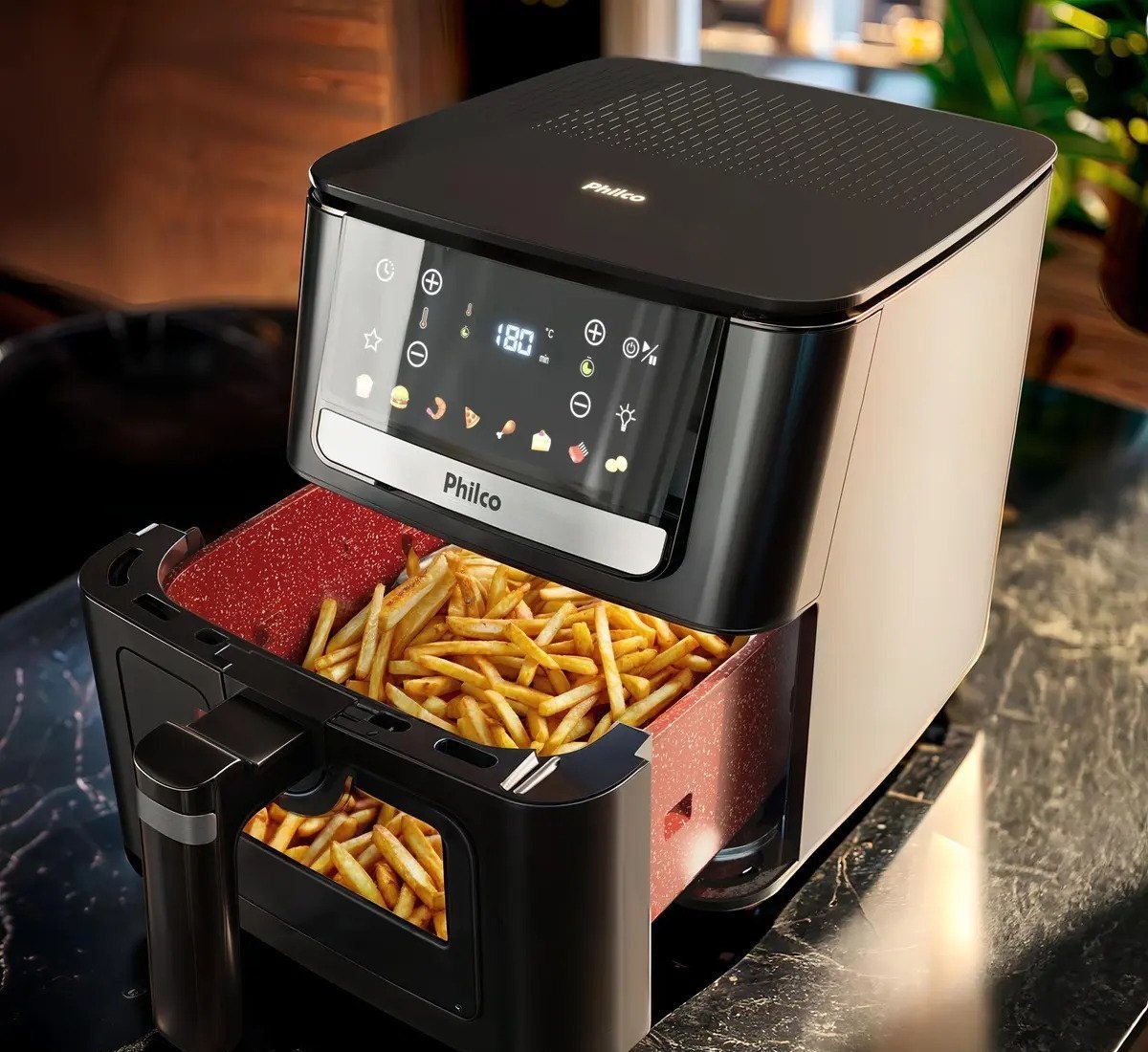 Air Fryer Philco 6.5L Visor Glass e Redstone 1700W PAF65A