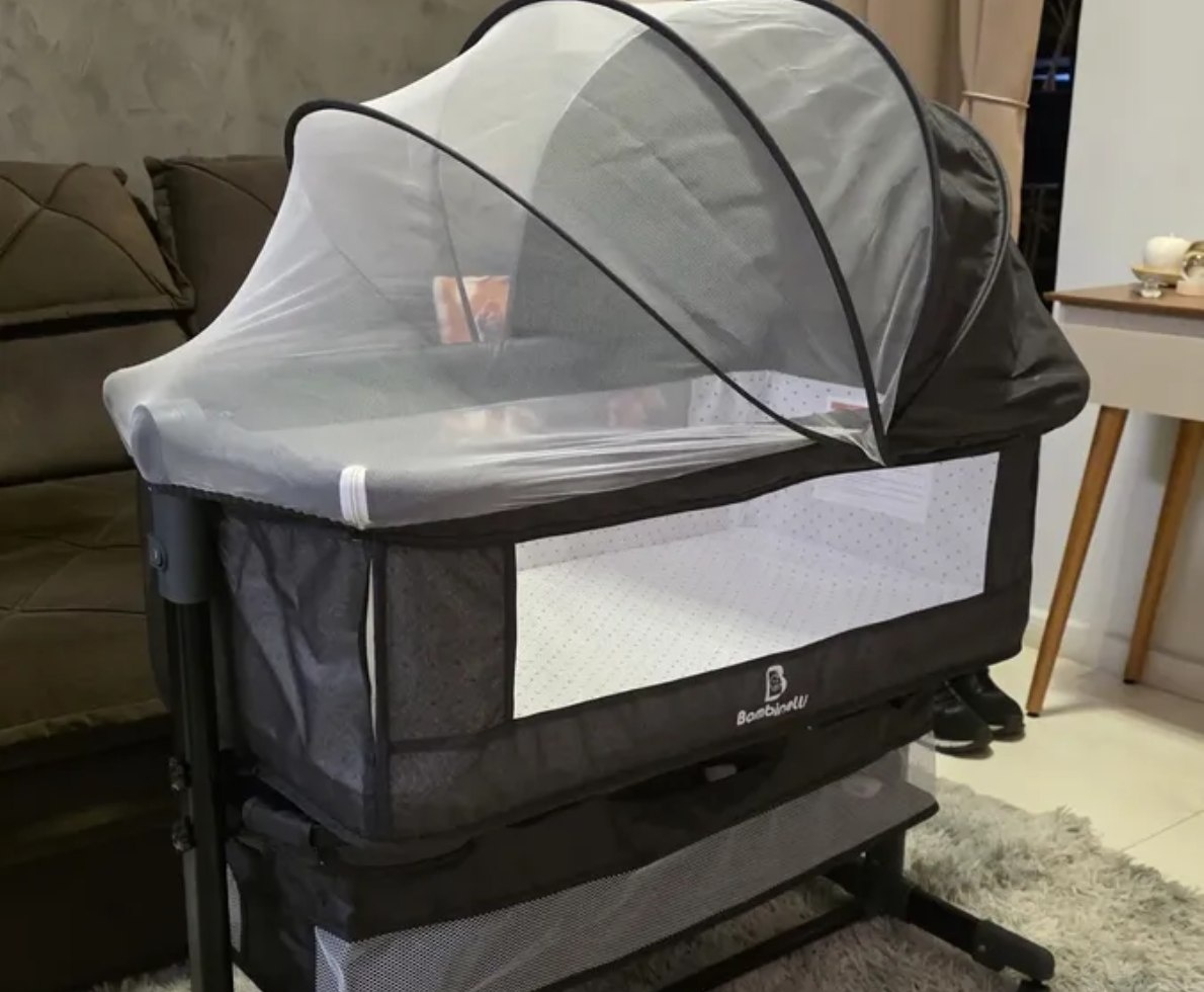 Berço Bebê Portátil Moisés com Mosquiteiro e Modo Balanço
