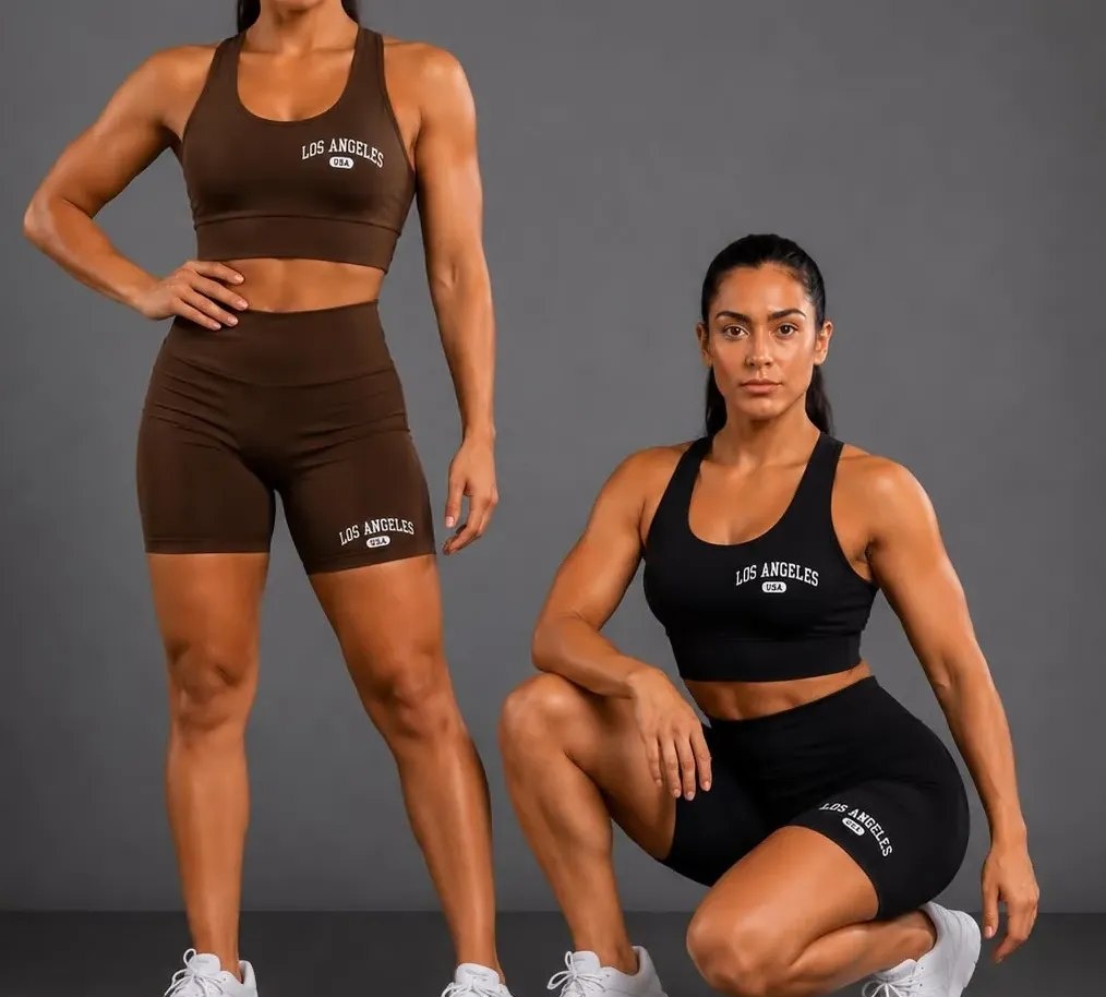 Kit 2 Conjuntos Top e Shorts Academia Los Angeles