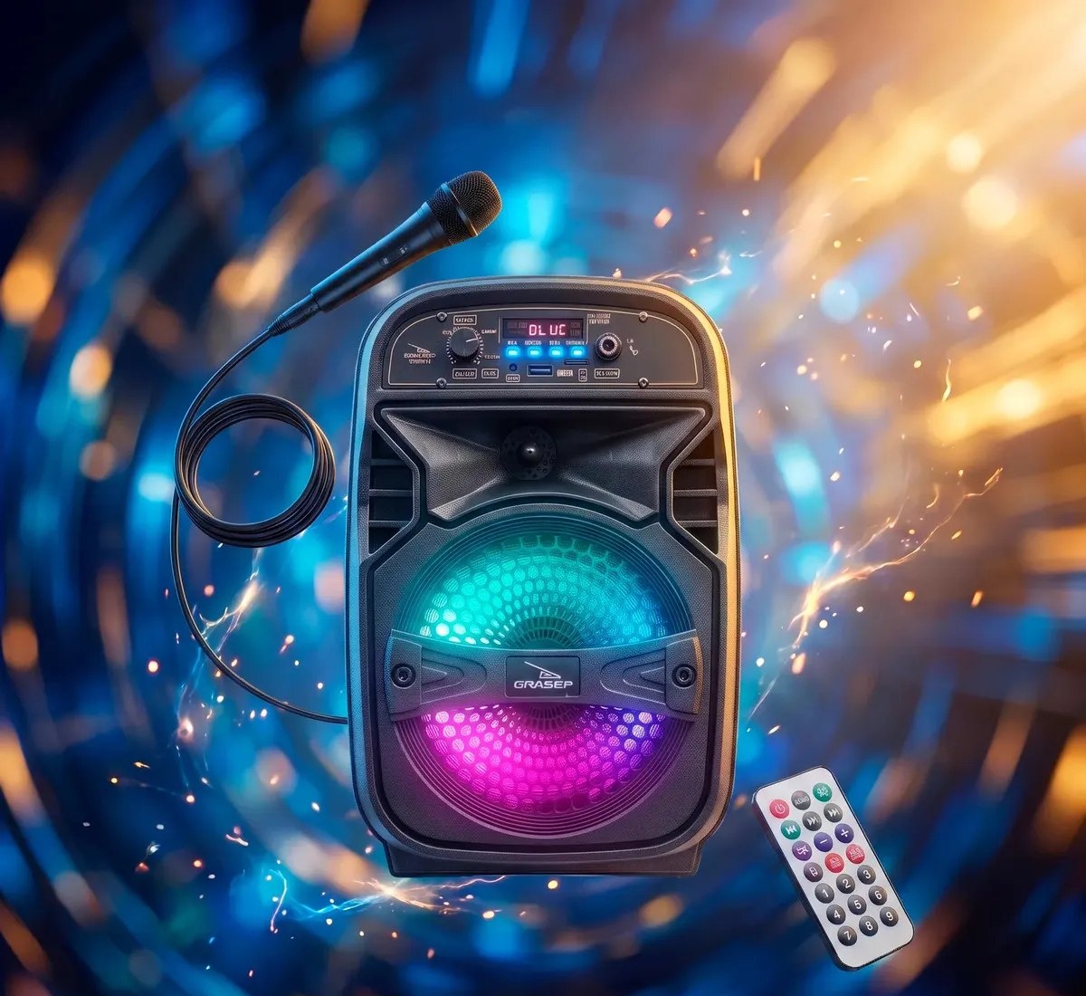 Caixa de Som Bluetooth Grasep D-BH6101 2.1 Canais Preto Com Rádio e LED