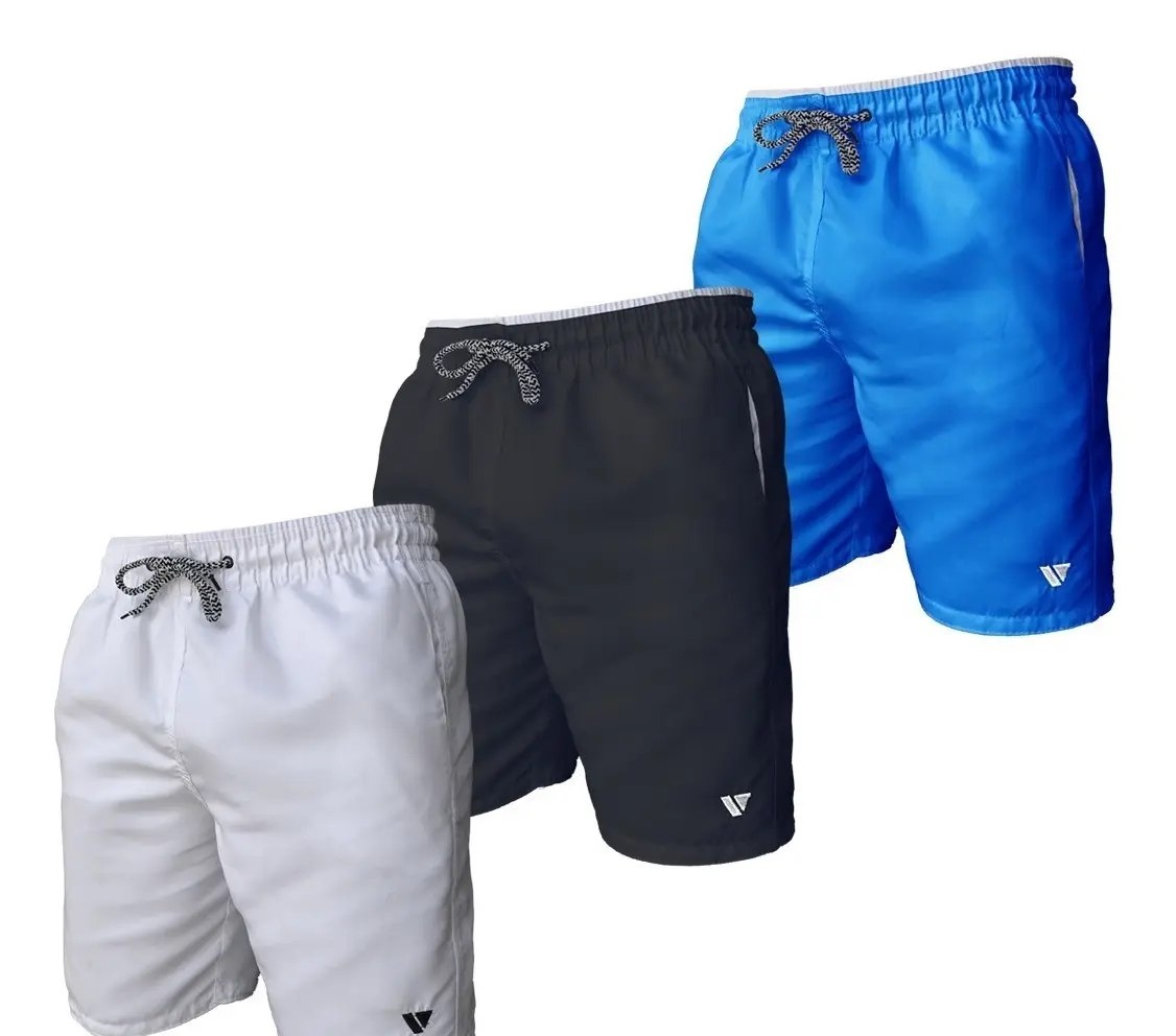 Kit 3 Bermudas Lisas Amarração Shorts Academia Treino Praia