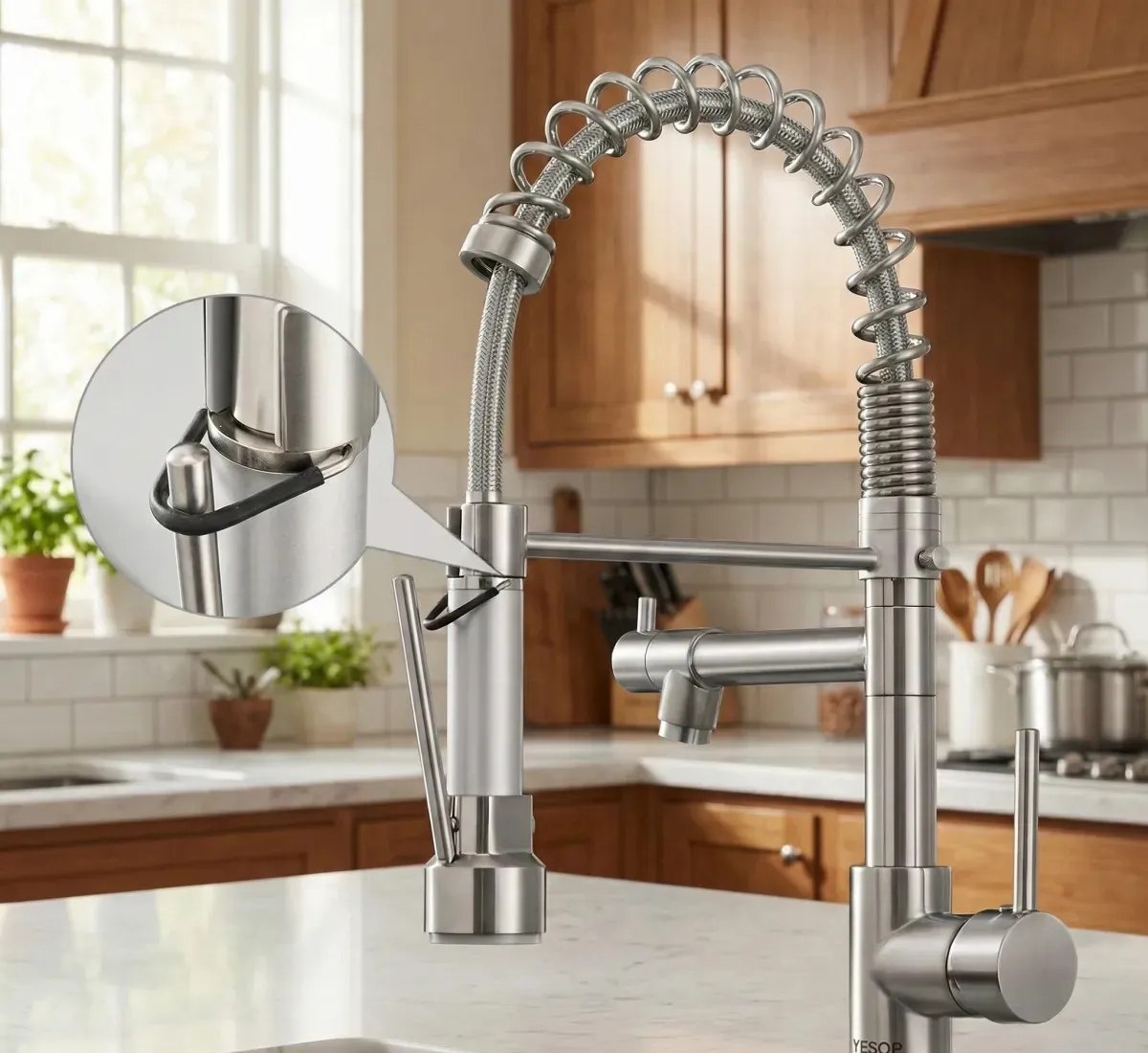 Torneira Cozinha Gourmet Monocomando YESOP,Aço Inox 304