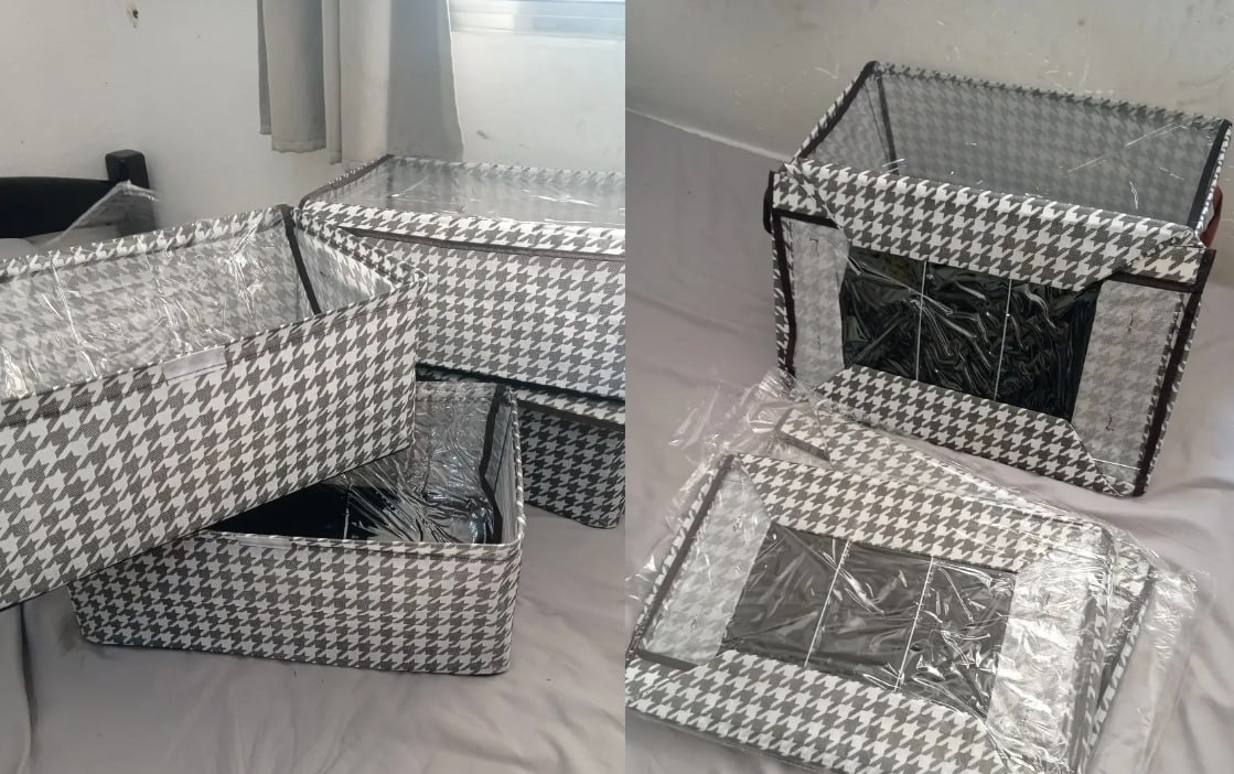 Kit 4 Caixas Organizadoras Dobráveis de Guarda-Roupa