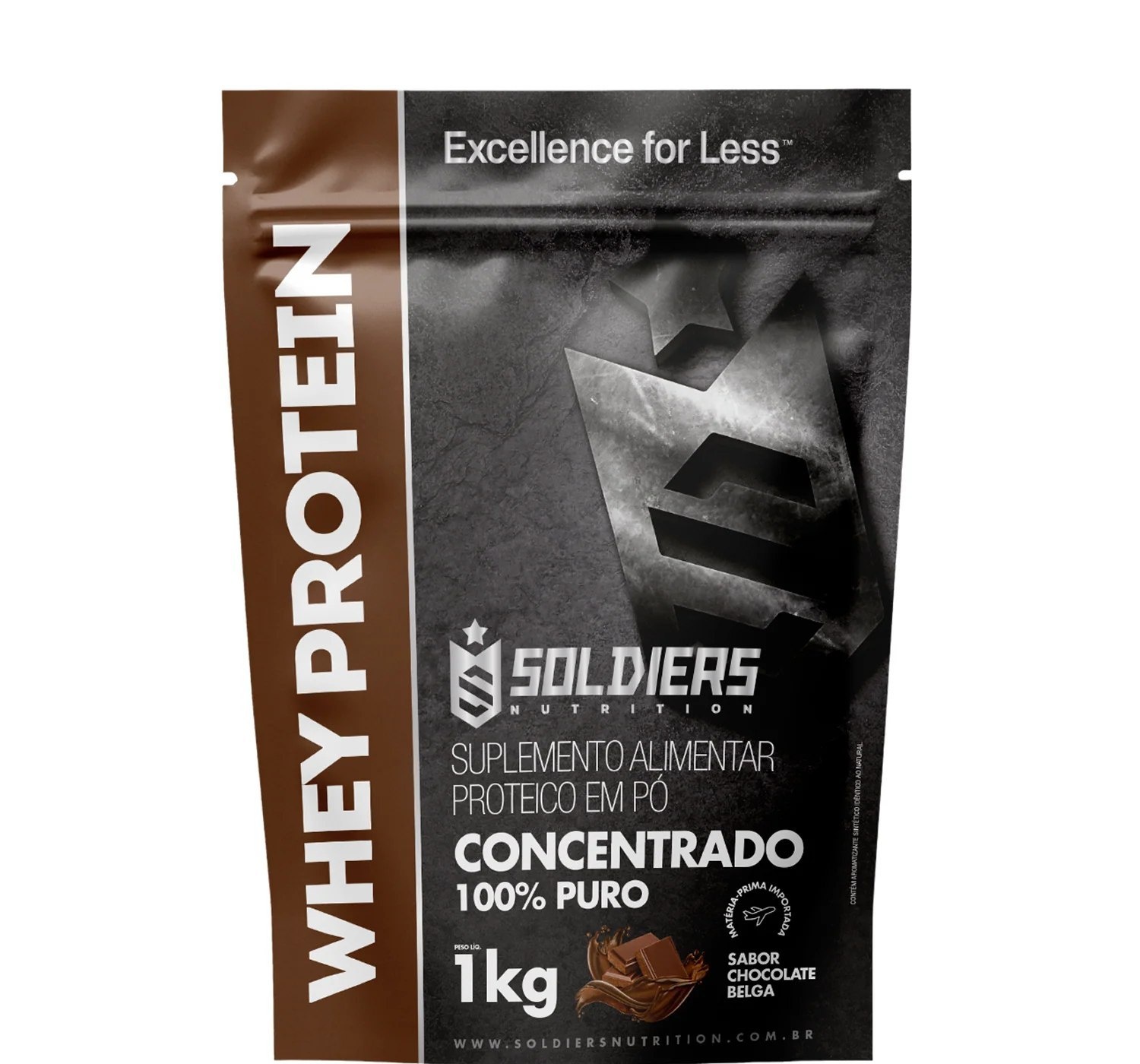 Whey Protein Concentrado 1kg Sabor Chocolate Belga Soldiers Nutrition