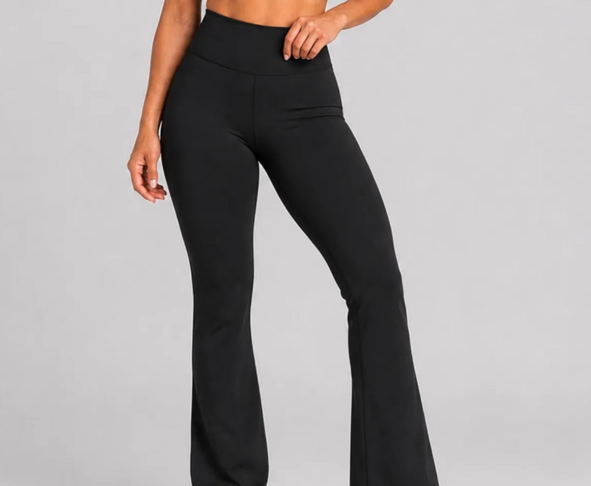 Calça Legging Flare Zero Transparência Cintura Alta Academia