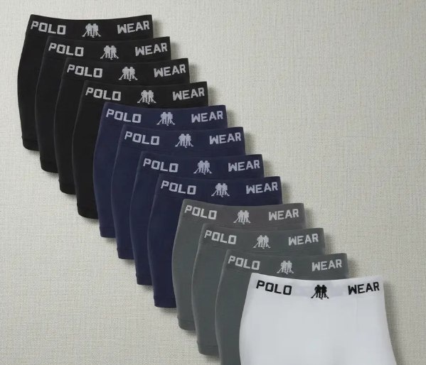 Kit 12 Cuecas Boxer Polo Wear Masculino Microfibra Liso