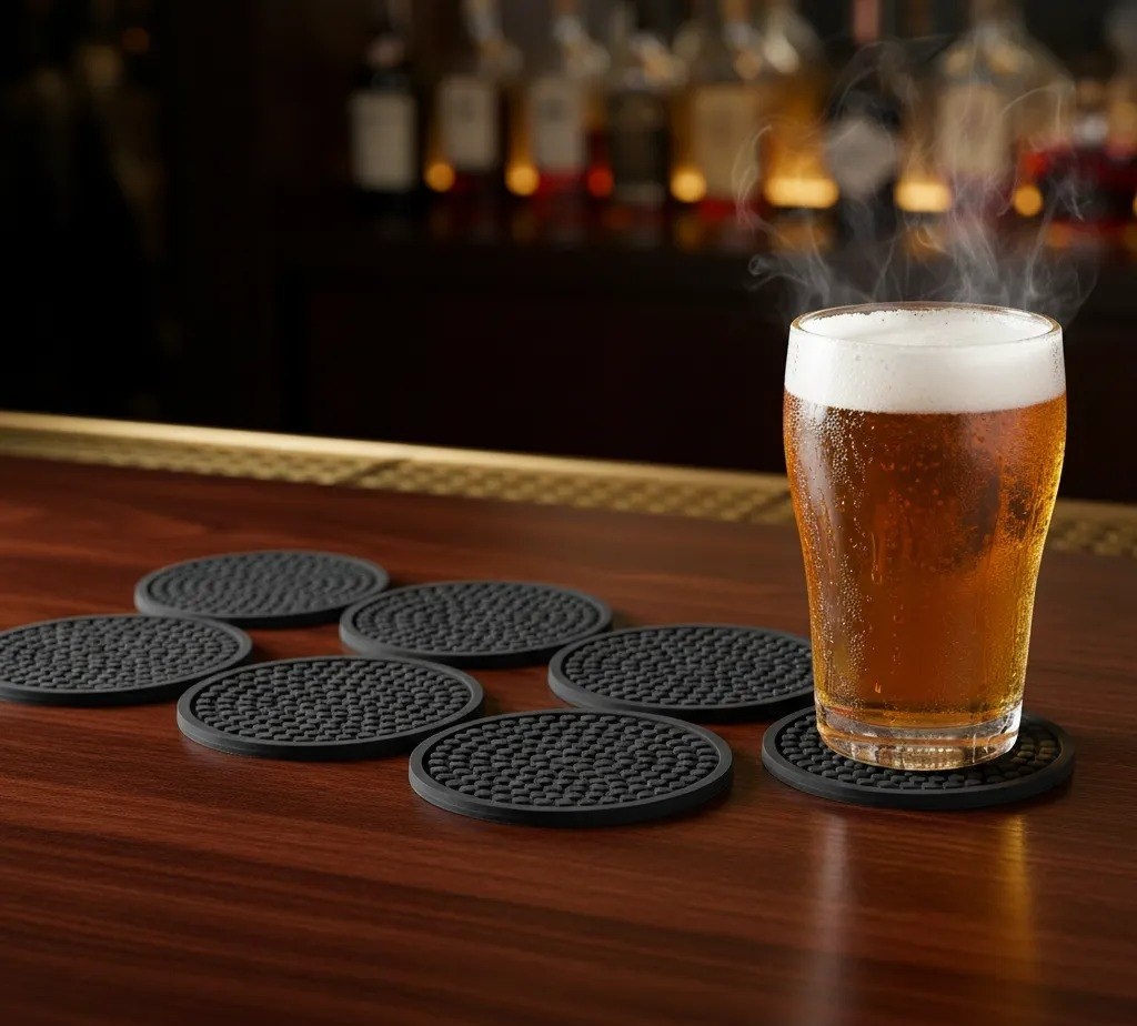 8 Porta Copos Borracha Suor Chopp Barmat Cerveja Bolacha 9cm
