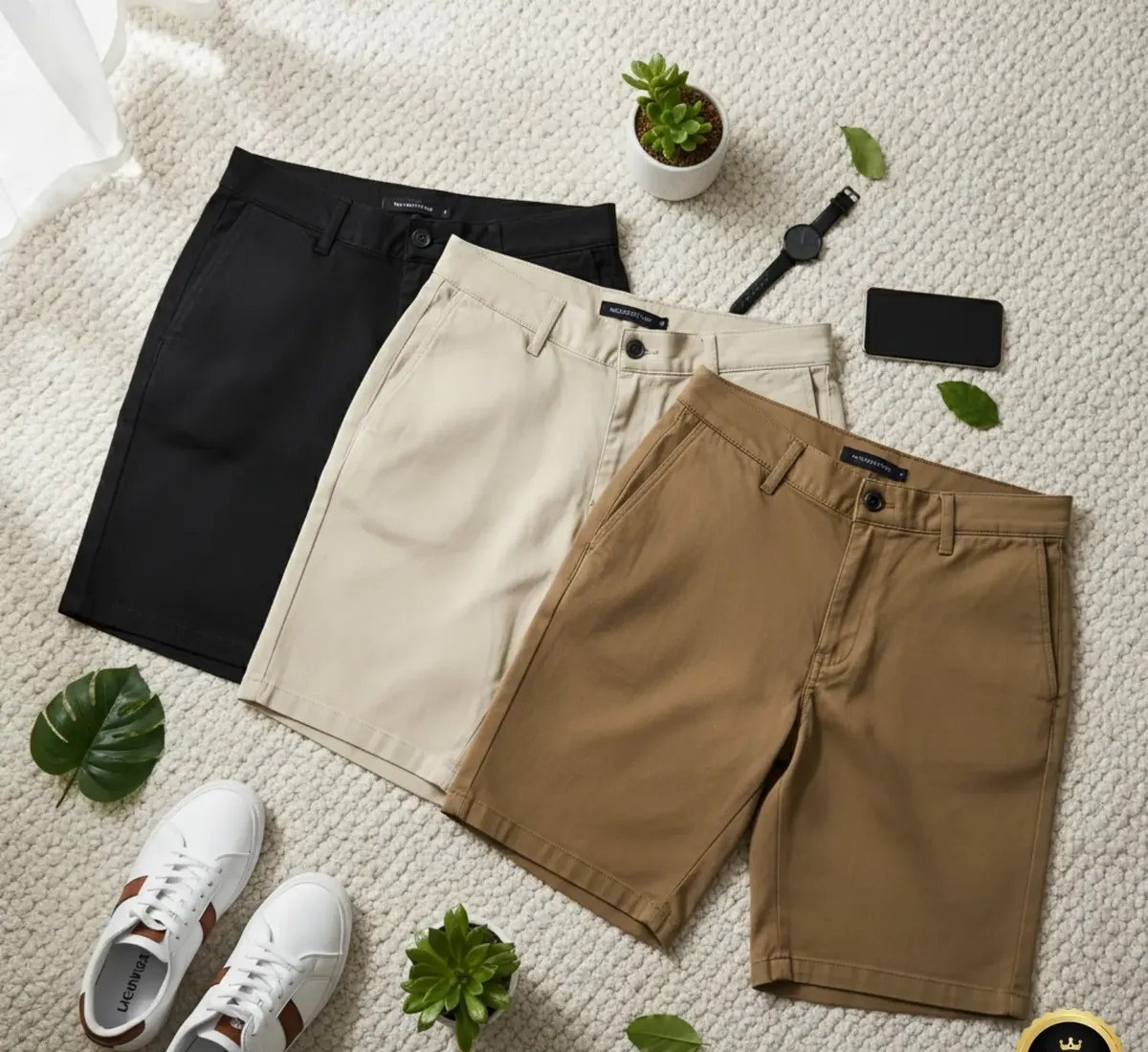 Kit 3 Bermudas Masculinas Sarja Short Jeans Social Brim Lisa