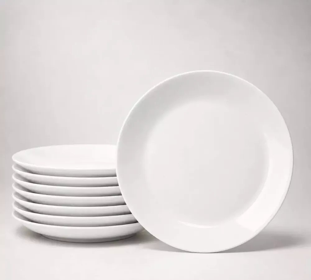 Jogo De 12 Pratos Em Opaline Vidro Branco Mesa Posta