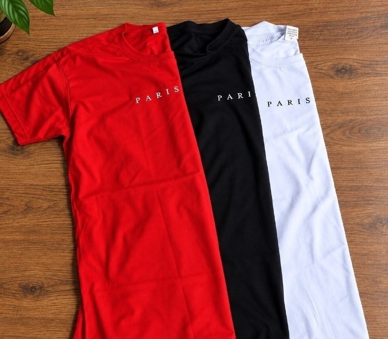 Kit com 3 Camisetas de Algodão Paris