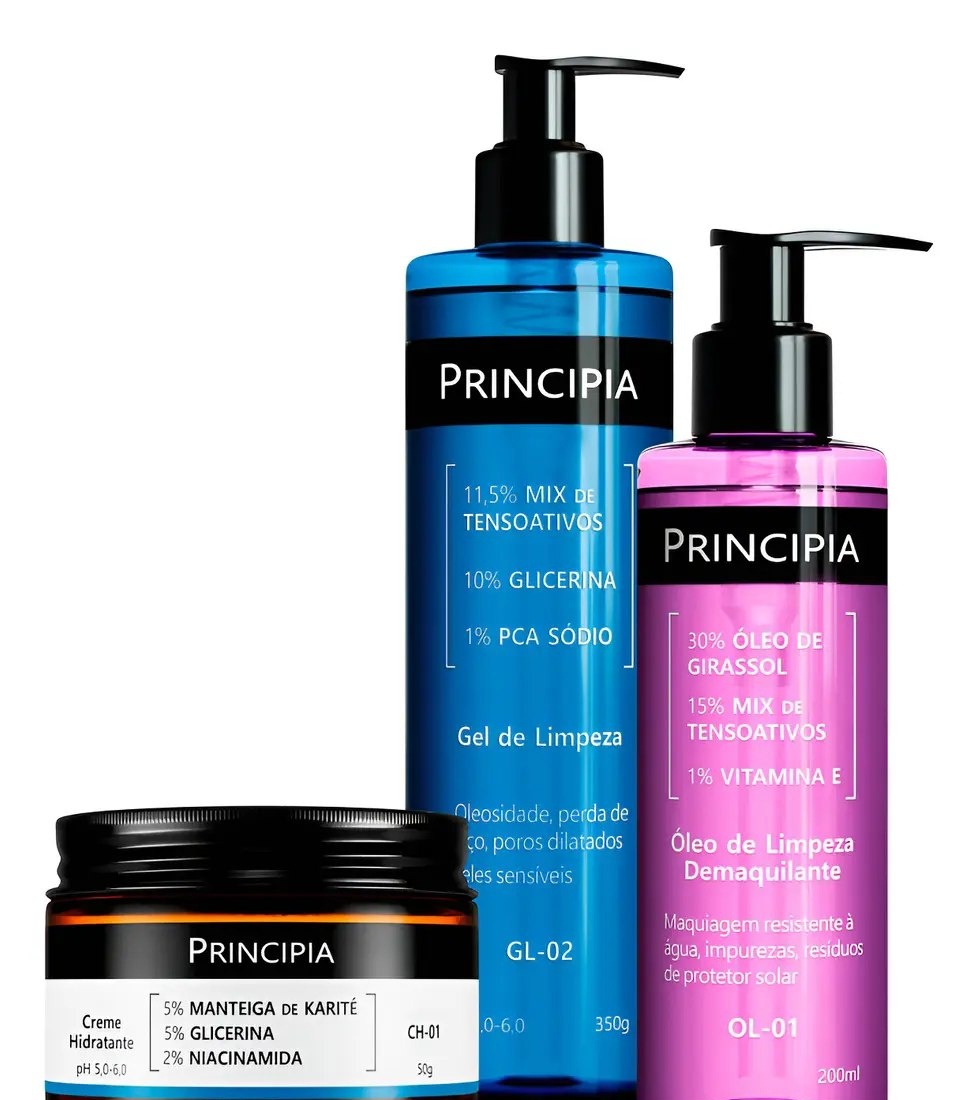 Principia Kit Limpeza E Hidratação Ch-01  Ol-01  Gl-02 Todo Tipo De Pele Dianoite