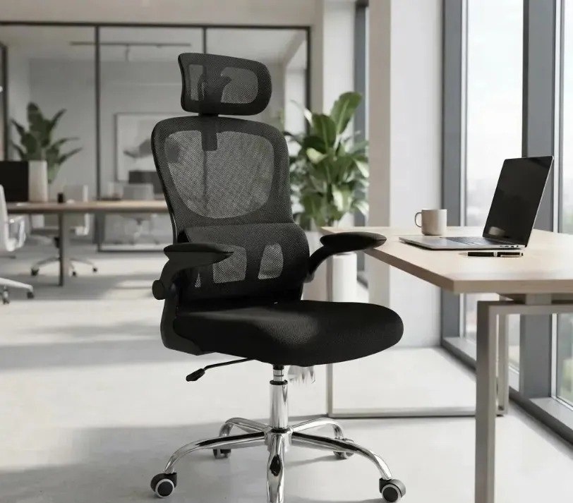 Cadeira Escritório Ergonômica Atlanta Preta Suporte Lombar