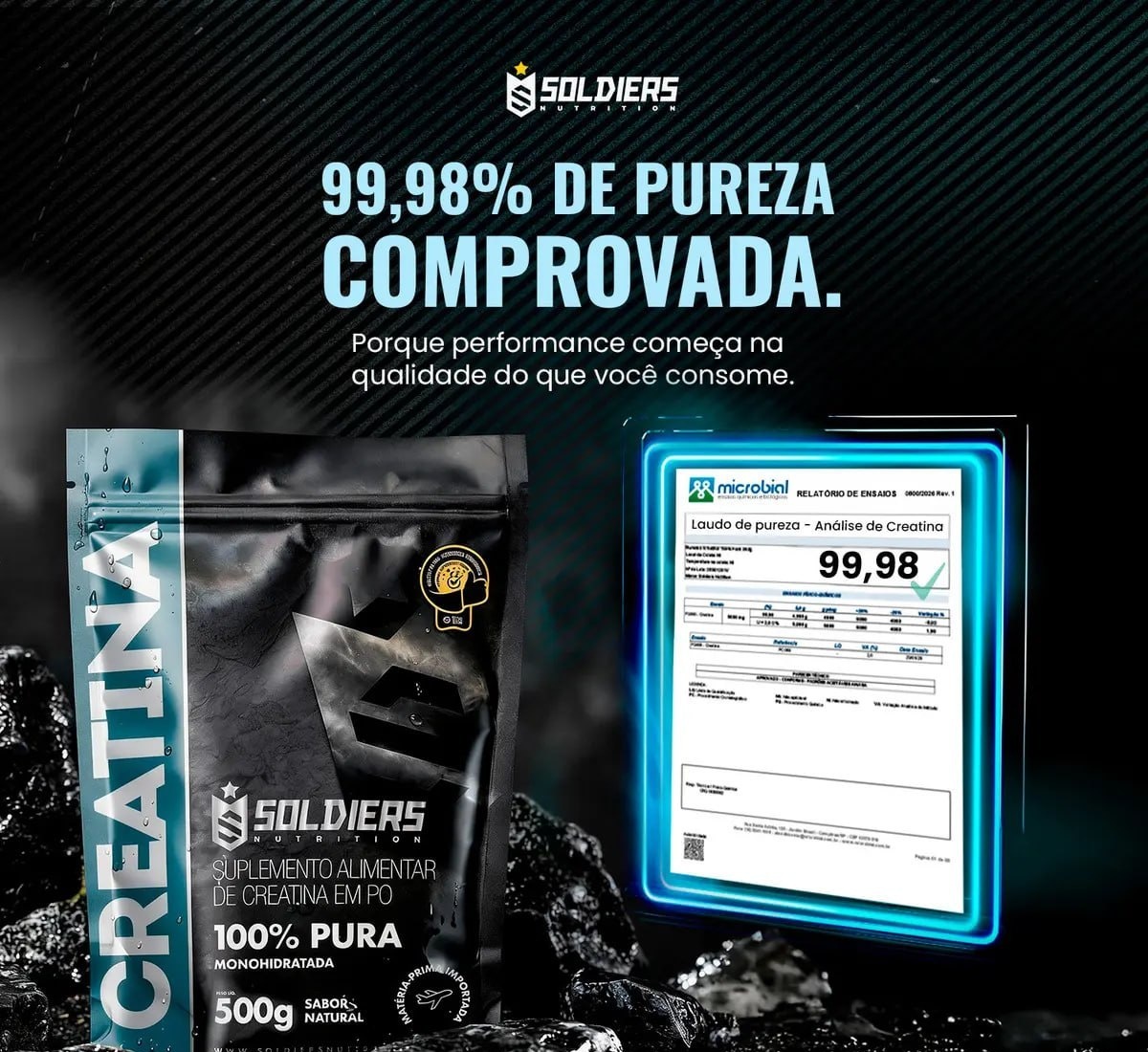 Creatina 1kg Suplemento Monohidratada em pó 100 Pura Soldiers Nutrition
