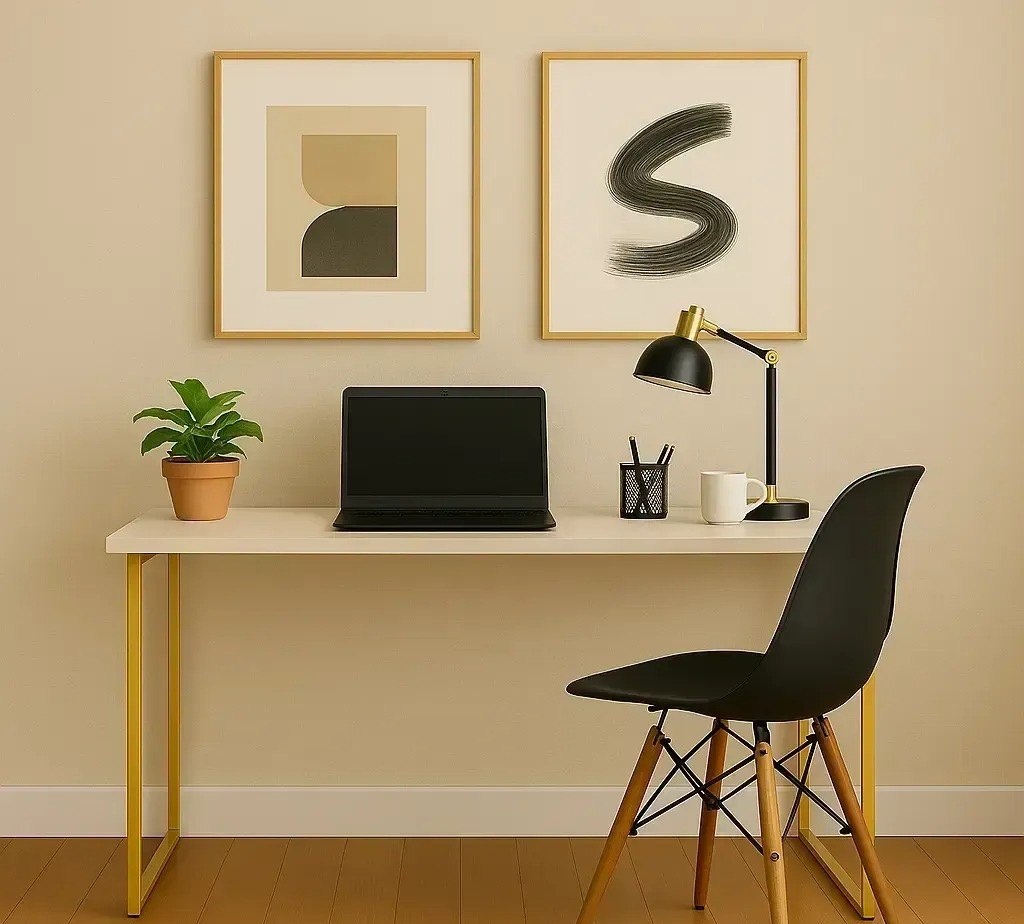 Escrivaninha Industrial 110cm Mesa Estudo Aparador Pés Aço