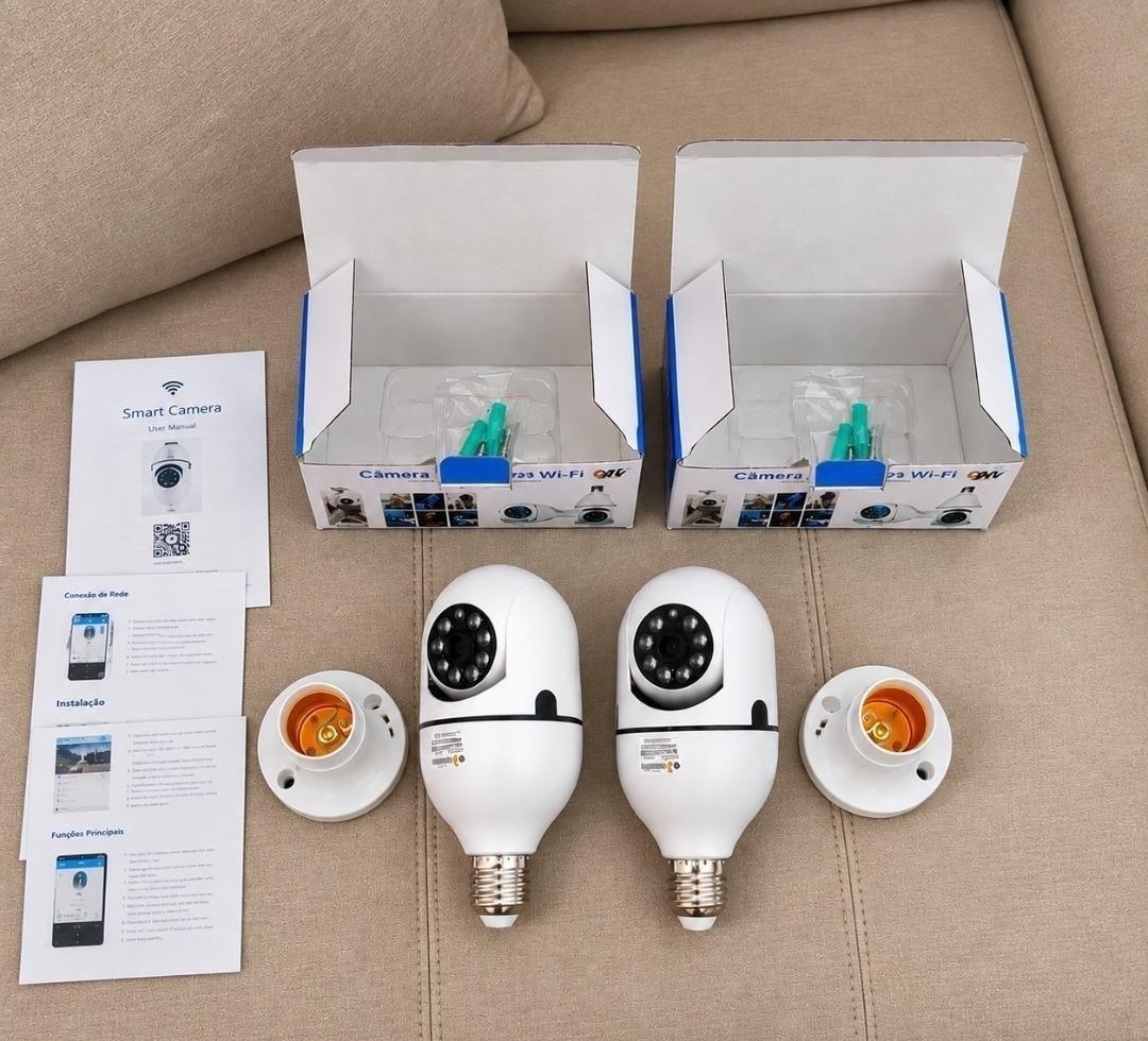 Kit com 2 Câmeras Lâmpada IP Wi-Fi 360