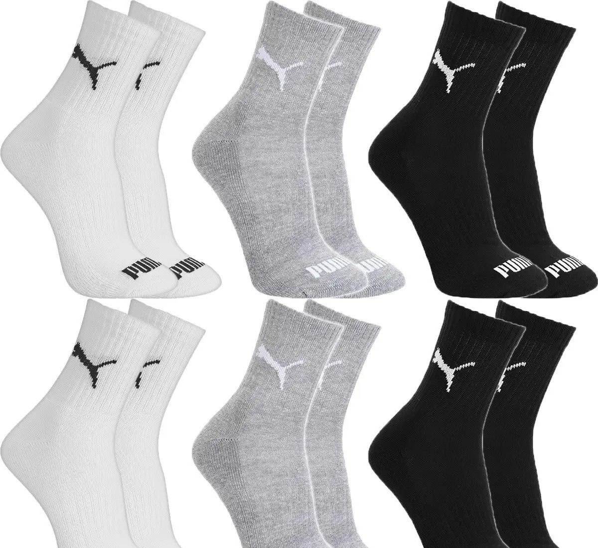 Kit 6 Pares Meias Puma Cano Médio Alto Atoalhada