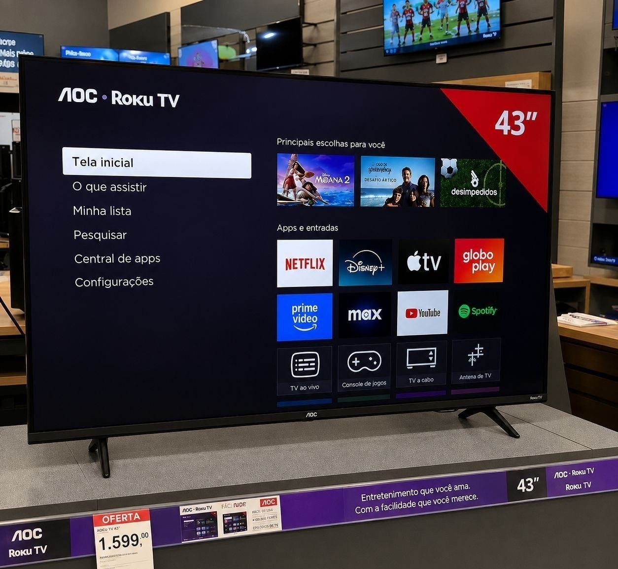 Smart TV 43 Full HD com Roku TV AOC Bivolt