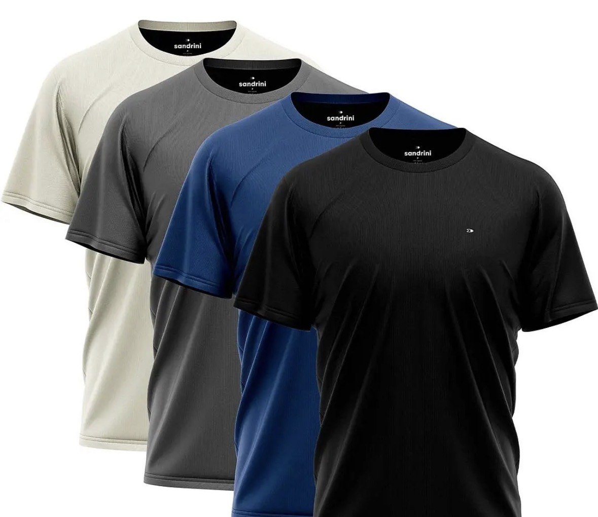 Kit 4 Camiseta Dry-fit Sandrini Masculina Academia Caminhada
