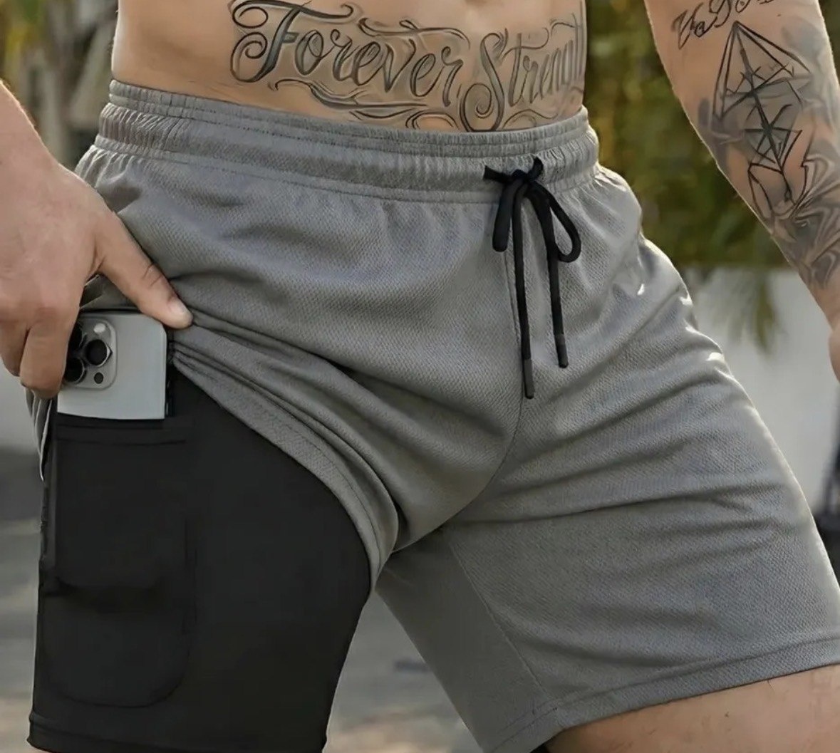 Kit 3 Shorts 2 Em 1 Duplo Bolso Para Academia Treino Corrida