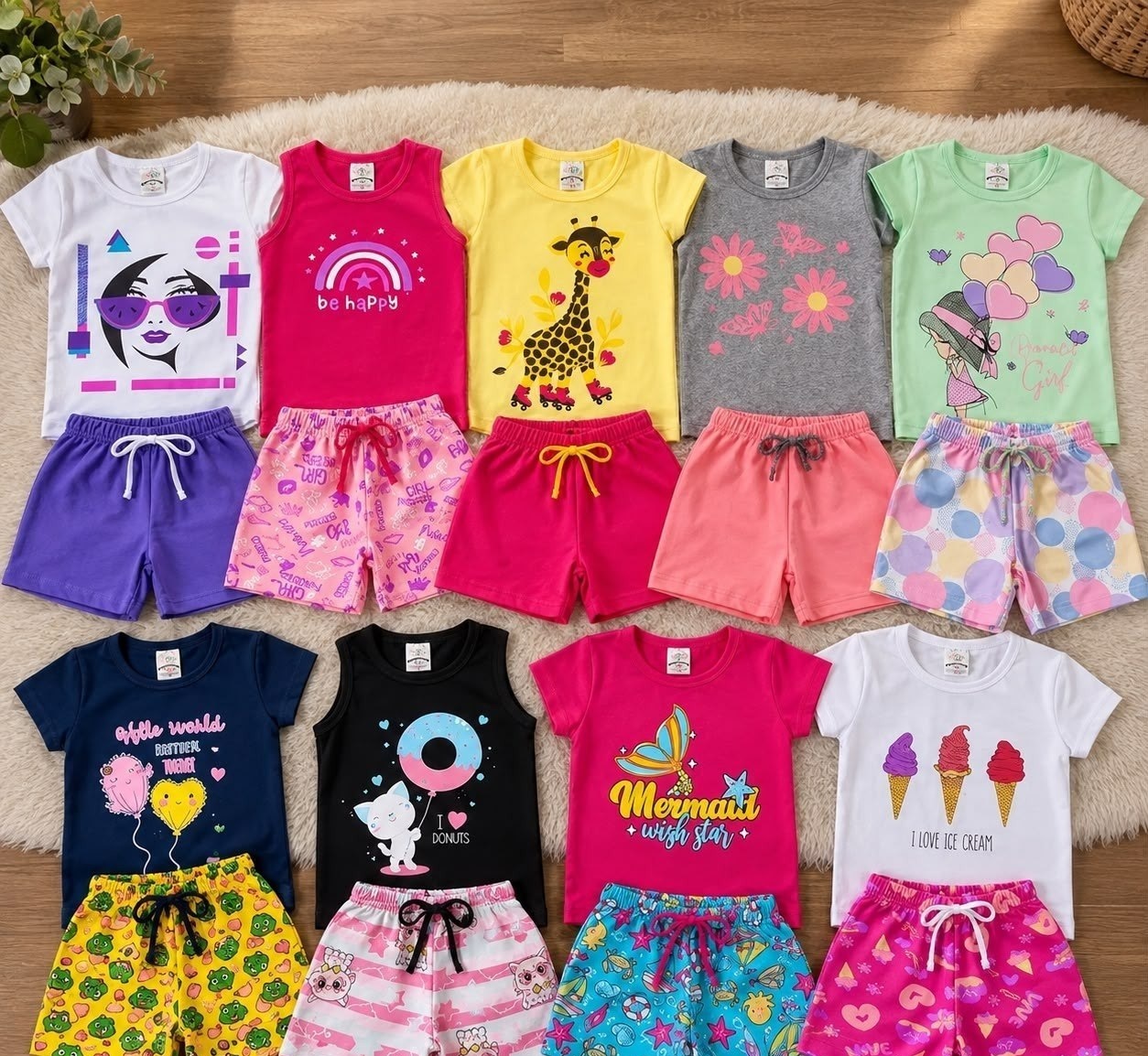 Kit com 10 Peças Roupa Infantil Menina Verão