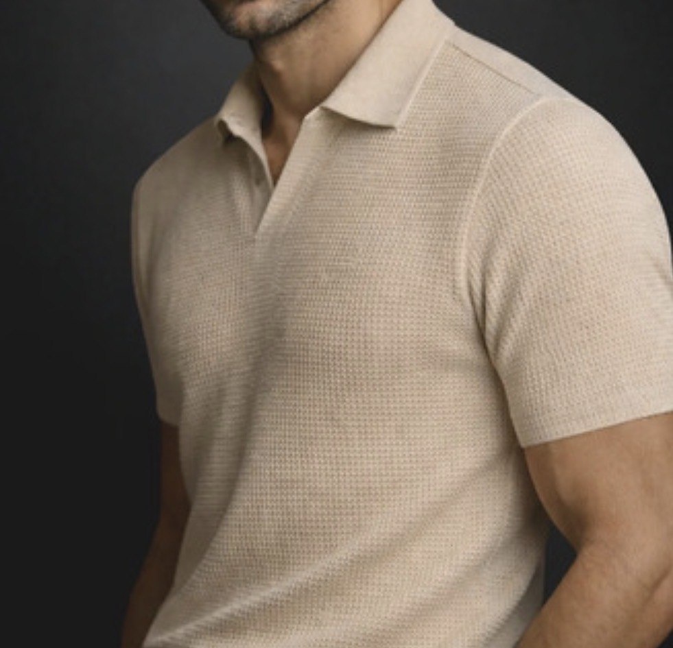Camisa Camiseta Polo Masculina Texturizada Sem Botão