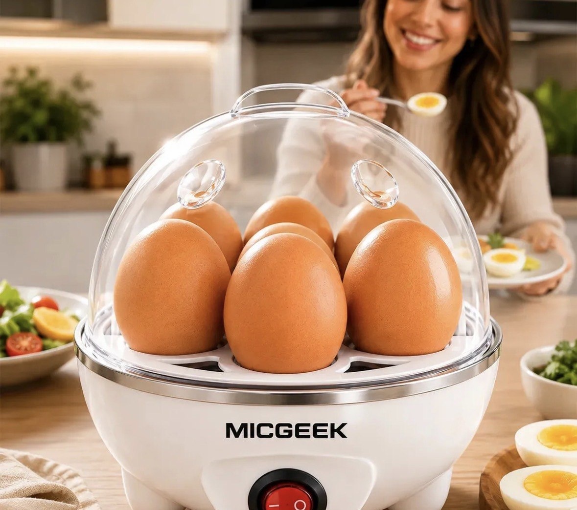 Cozedor De Ovos Automático Panela A Vapor Elétrica Legumes Elétrica Portátil Prático Rápido 7 Ovos Em 5min Micgeek
