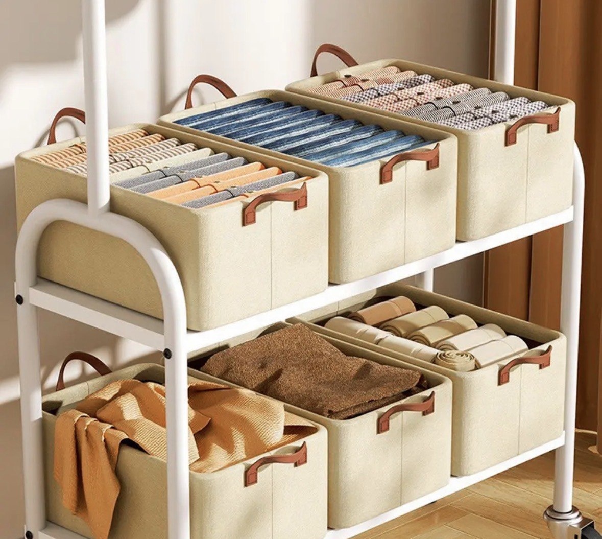 Kit4 Cestos Caixas Dobravel Organizadoras De Guarda Roupas