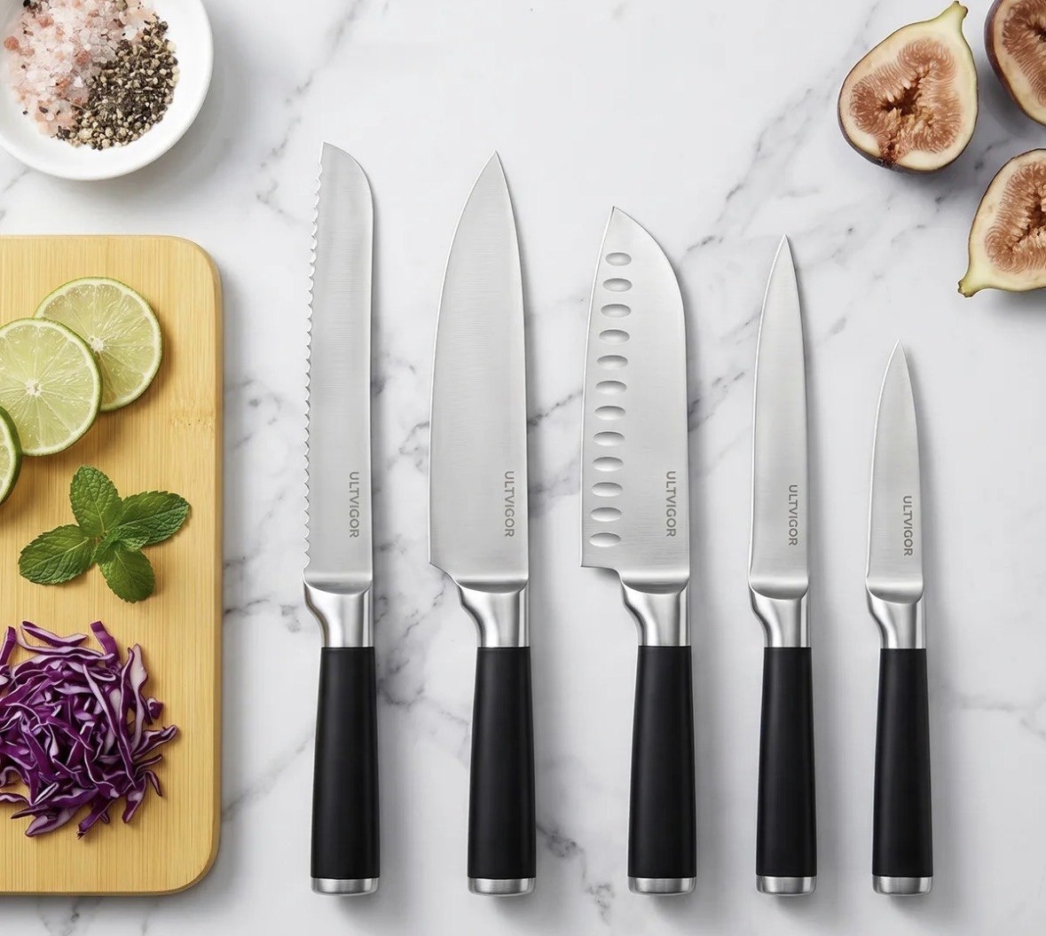 Conjunto De Facas Profissional Cozinha Premium Inox 5 Peças