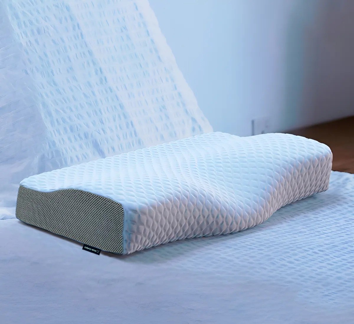 Travesseiro Cervical Nasa - Coluna Relax - Carvão Ativado Cor branco e cinza
