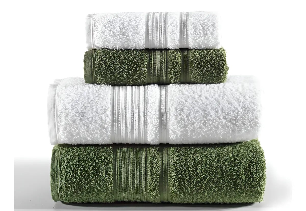 Jogo De Toalhas Tóquio Banho 4 Peças Branco E Verde Deep Olive Lisa Altenburg