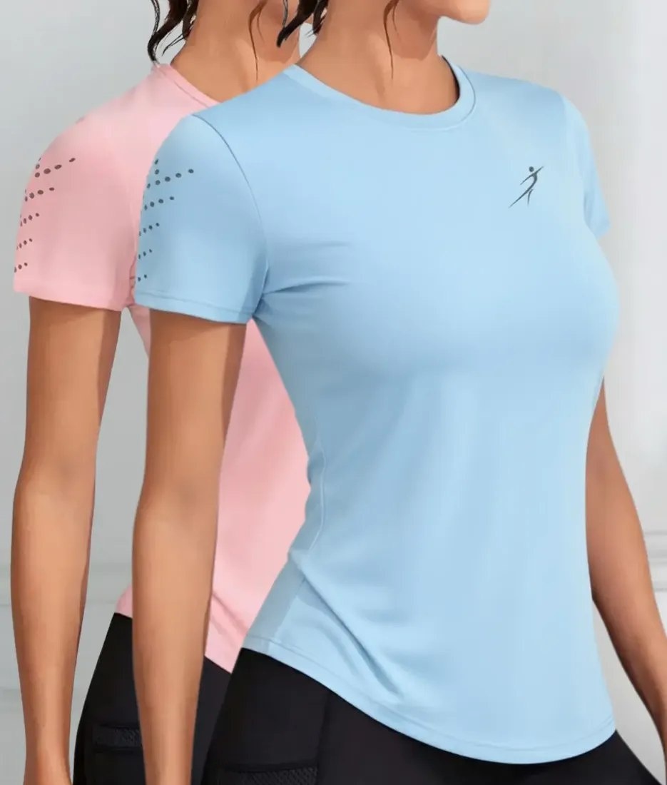 Kit 2 Camisetas Dry Fit Feminina Fitness Academia Treino