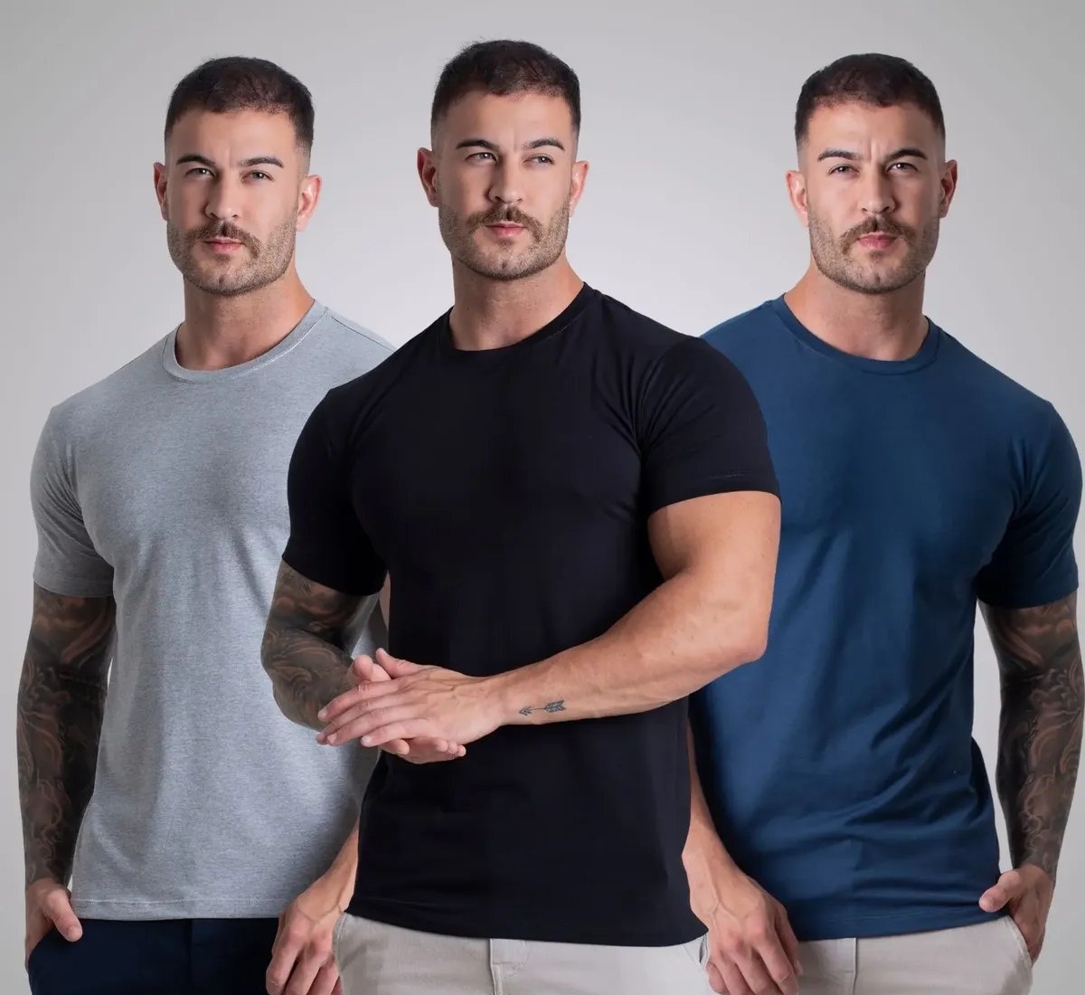 Kit 3 Camiseta Algodão Egípcio Original C Elastano Básica