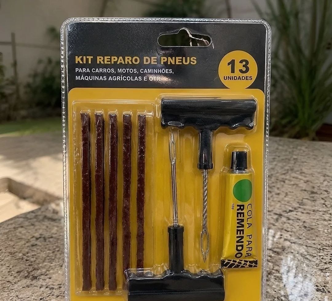 Kit Reparo Pneu Furo Remendo Carro Moto  Refil Macarrão